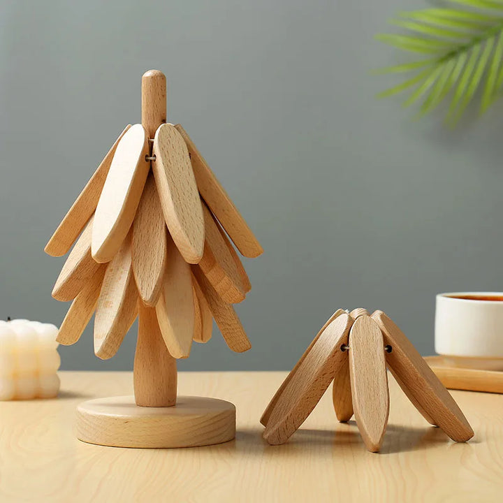 BowLift | Wooden Tree Heat Resistant Coaster Set