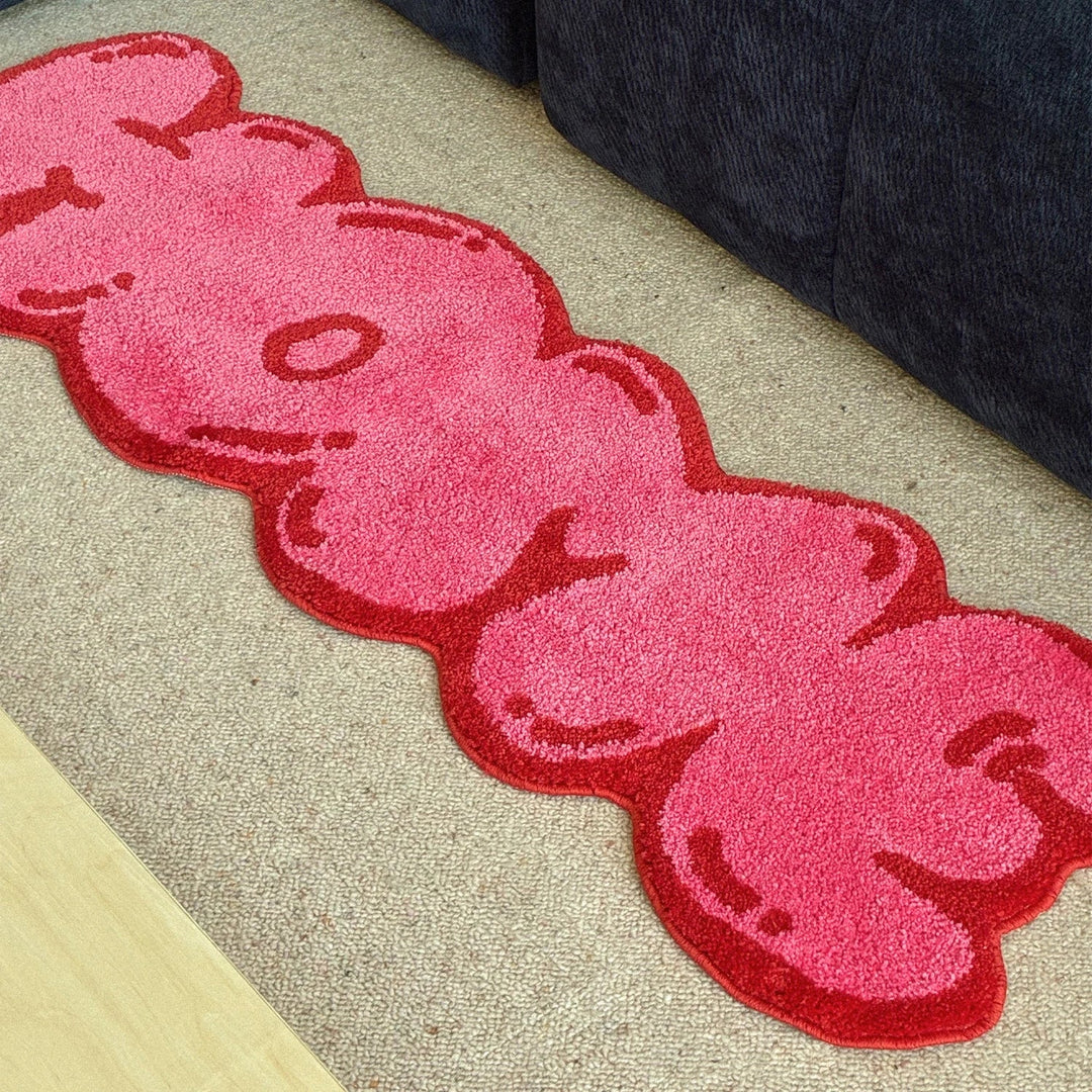 Pink Tufted "HOME" Balloon Font Rug | Bowlift