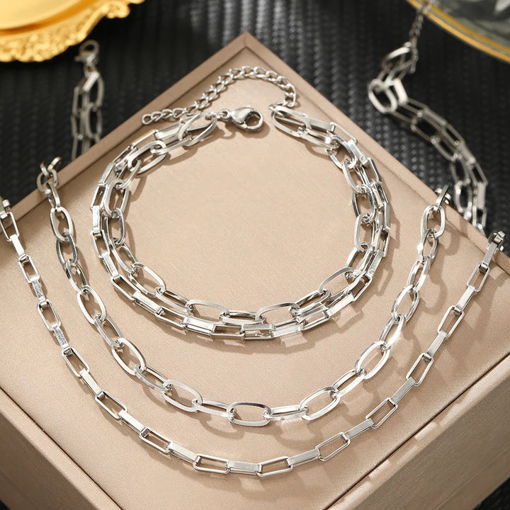 BowLift | Layered Dual Paperclip Bracelet and Necklace Set