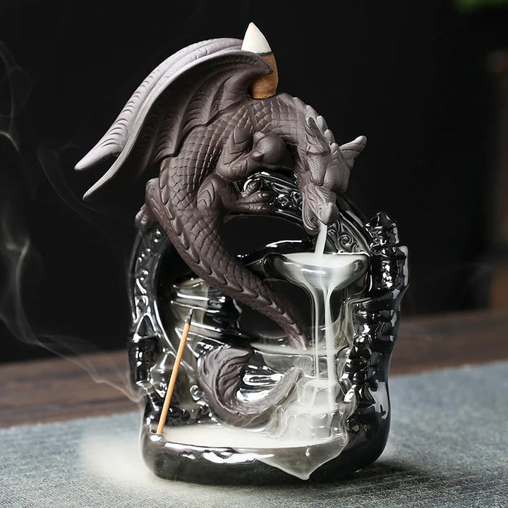 BowLift | Dracarys Ceramic Incense Holder | Backflow Design with Dragon | Vintage Decor | For Meditation & Aromatherapy