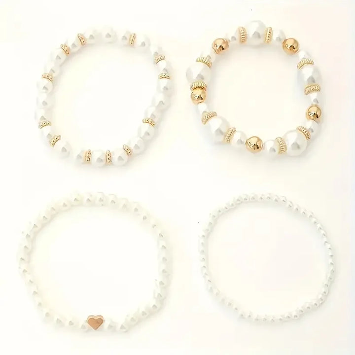 BowLift | Bold Gold Accented Pearl Bracelet Stack