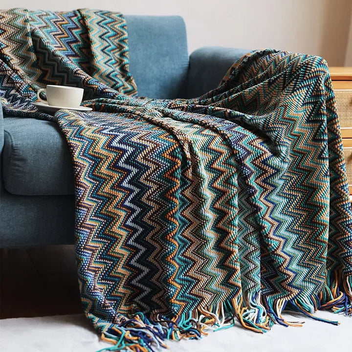 BowLift | CasaLoom | Boho Blanket with Fringes | Rust Red | Soft & Light
