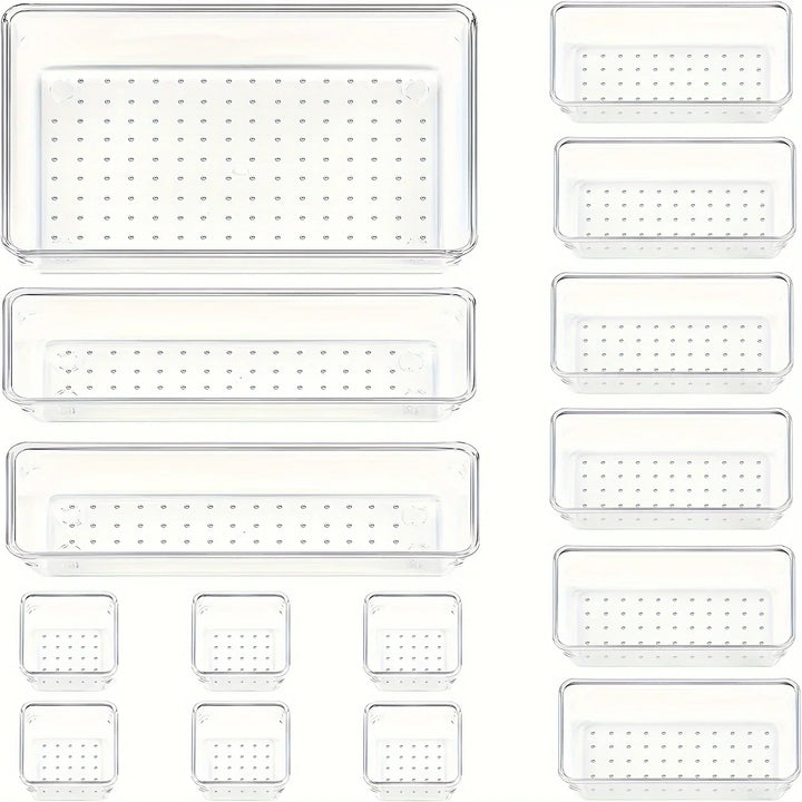 BowLift | Clearyx Organizer Set | 18-piece Transparent | Modular & Stackable | For Bathroom, Kitchen & Office