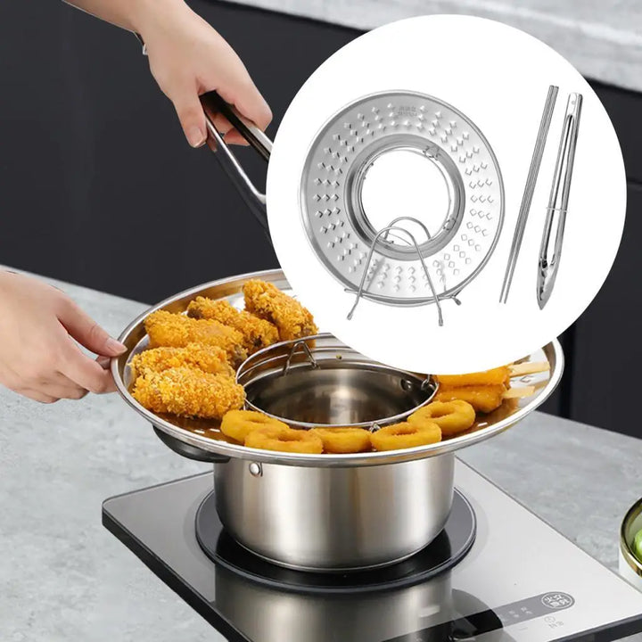 BowLift | Splashproof Frying Oil Filter Tray Kitchen Strainer Rack