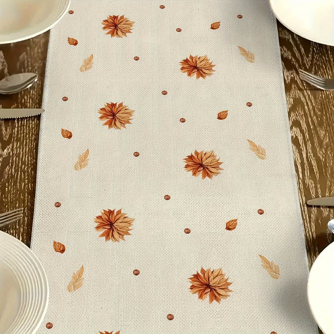 BowLift | Autumna Autumn Table Runner | Pumpkin & Flower Motif | Washable & Durable | Linen Look | 150–275 × 33 cm