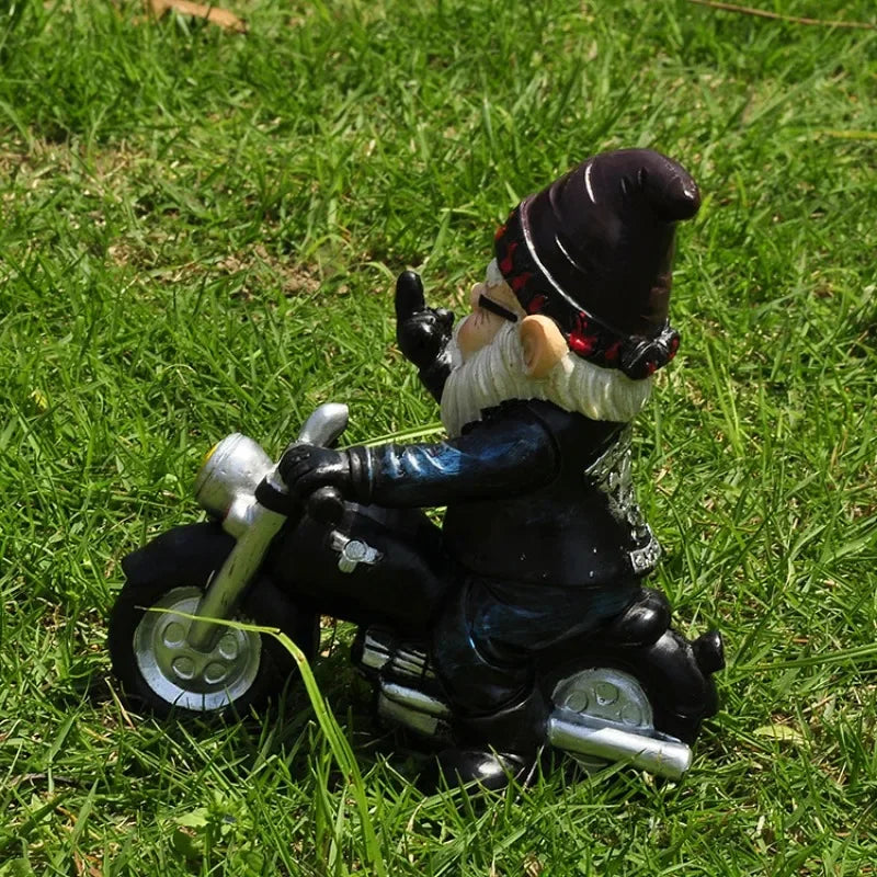 BowLift | Gnome on Motorcycle Resin Figure for Garden