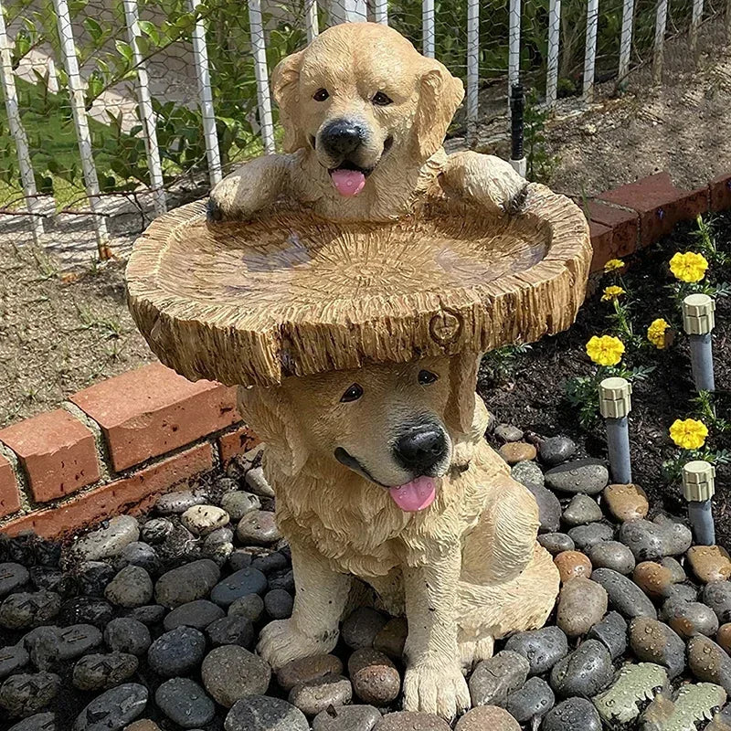 BowLift | Golden Retriever Puppy Bird Bath Garden Statue