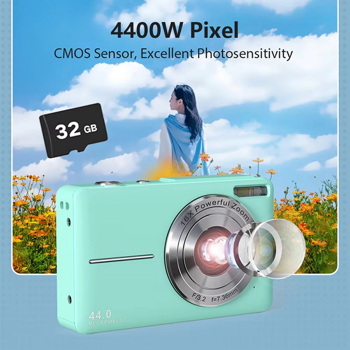 BowLift | High-Resolution Kids' Digital Camera - 1080P HD, 44MP with 16X Zoom