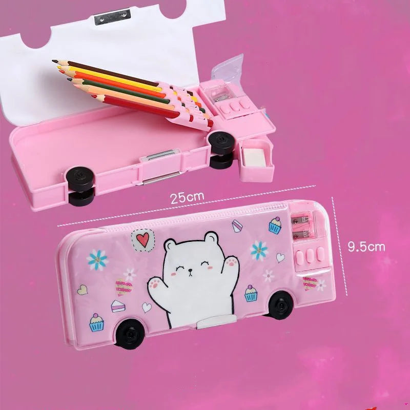 BowLift | Cartoon Bus Multifunctional Kids Stationery Pencil Box