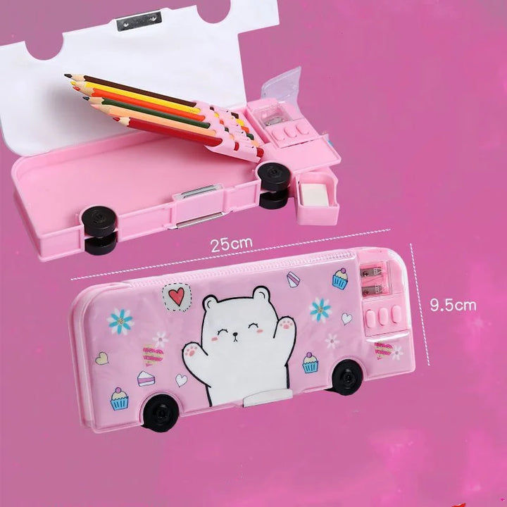 BowLift | Cartoon Bus Multifunctional Kids Stationery Pencil Box