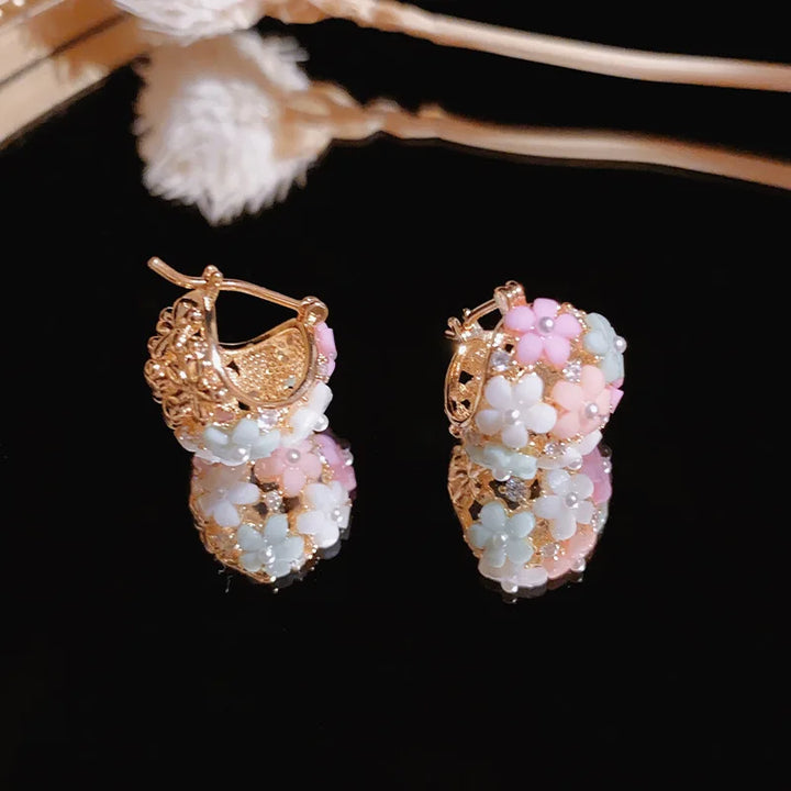 BowLift | Zircon Pearl Flower Elegant Earrings