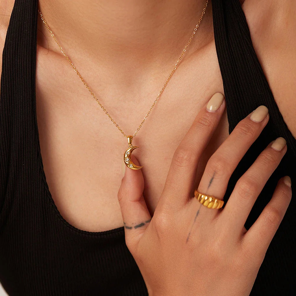 BowLift | 18k Diamond Adorned Crescent Moon Necklace