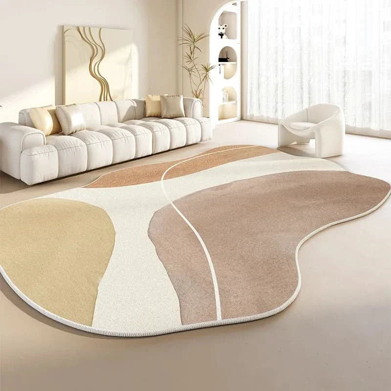 Japanese-Style Plush Area Rug with Irregular Shape and Non-Slip Backing