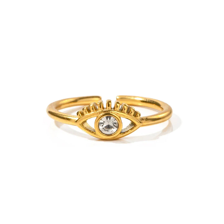 BowLift | Adjustable 18k Diamond Center Evil Eye Ring