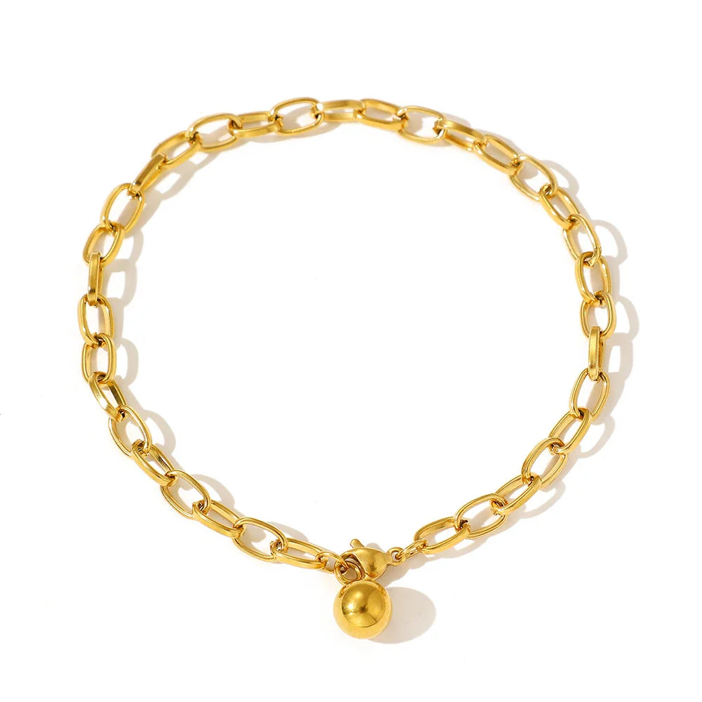 BowLift | Chunky Paperclip Tassel Ball Bracelet