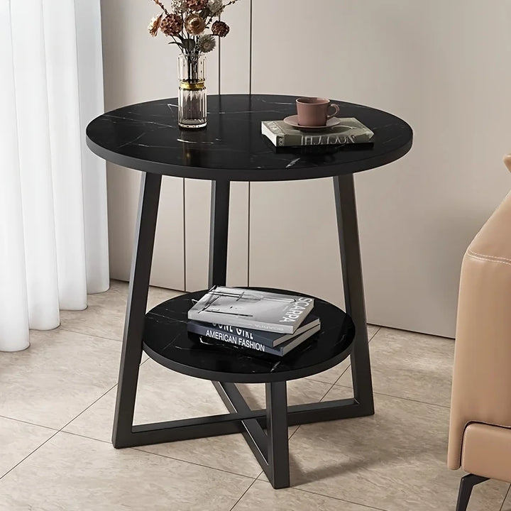 Two-Tier Side Table with Compact Space-Saving Design