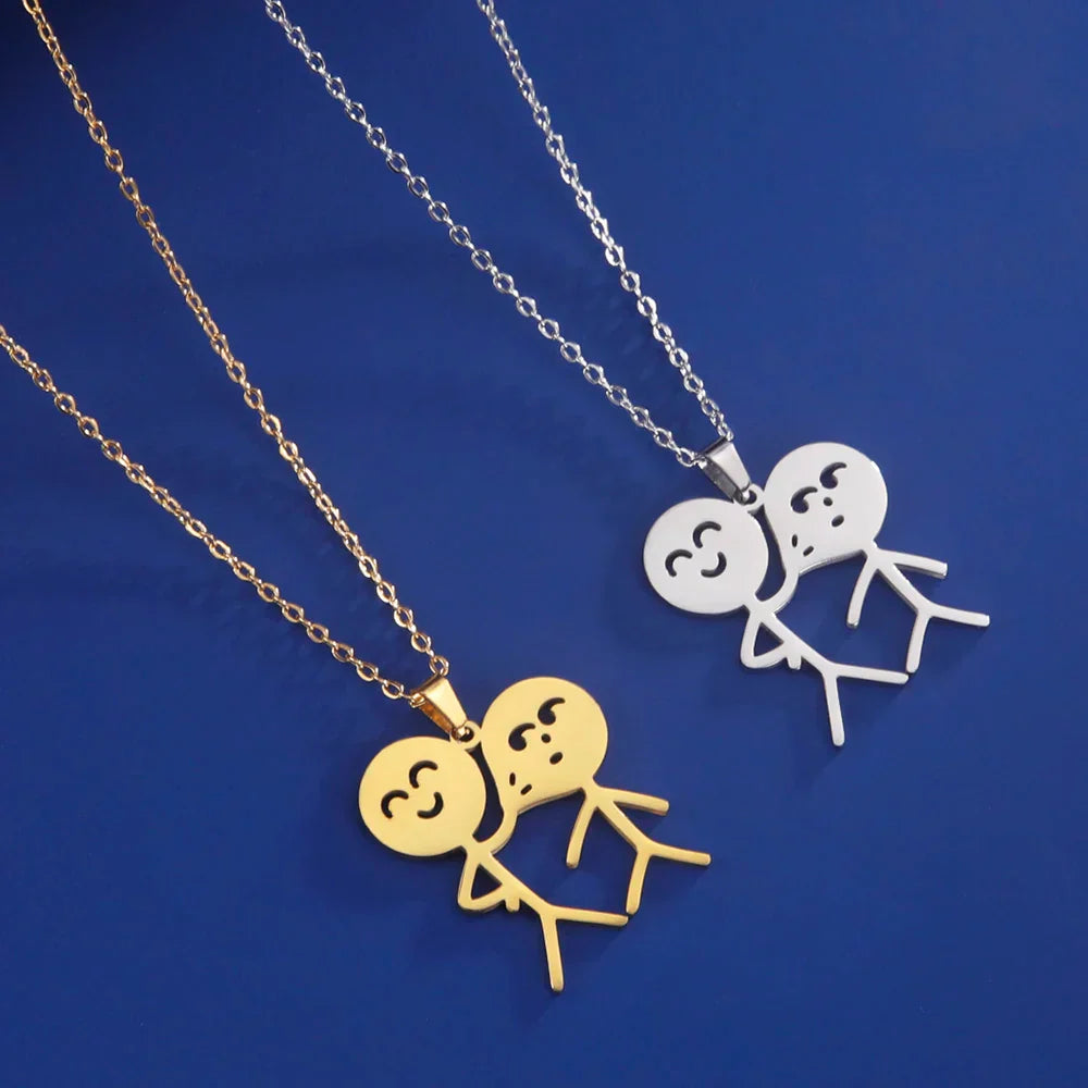 BowLift | Cute Punk Funny Middle Finger Stickman Necklace