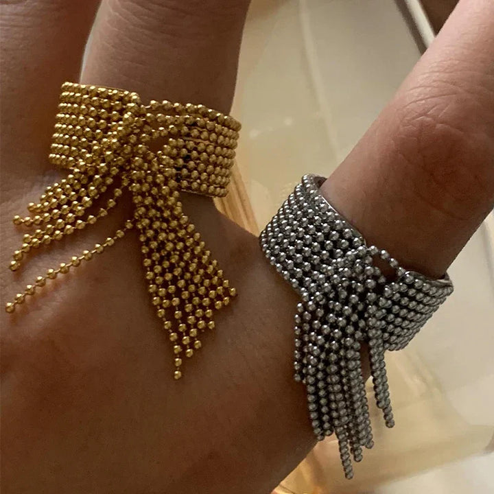 BowLift | 18K Gold Tassel Statement Adjustable Ring