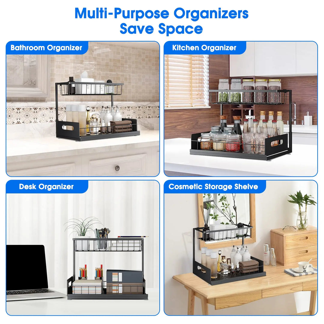 BowLift | 2-Tier Under Sink Sliding Cabinet Organiser – Arlo