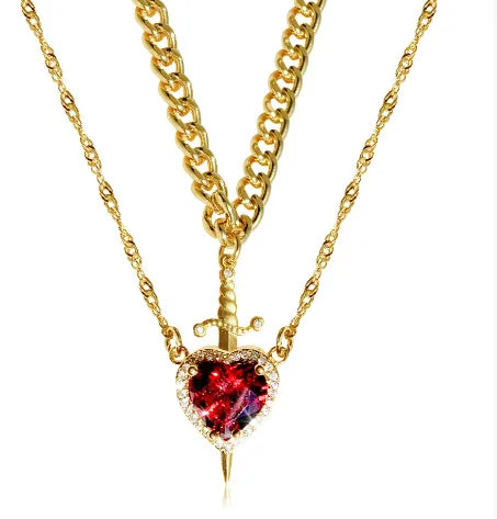 BowLift | Heart and Sword Couple Necklaces
