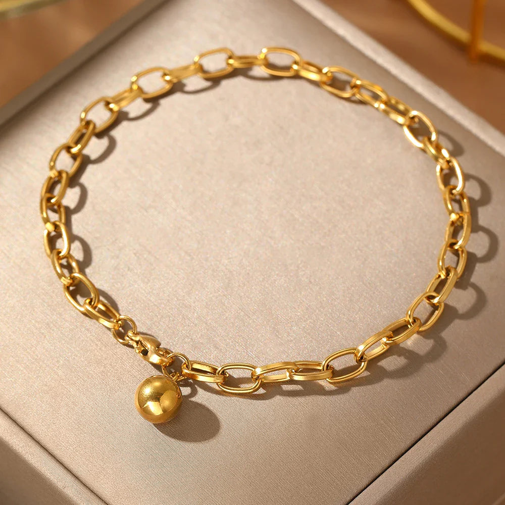 BowLift | Chunky Paperclip Tassel Ball Bracelet