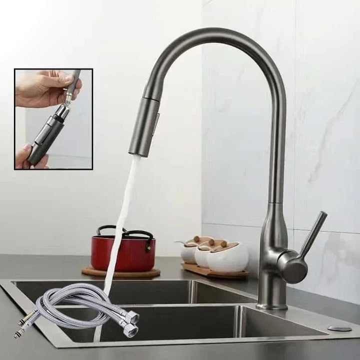 BowLift | Stainless Steel Kitchen Faucet with Pull-Out Sprayer