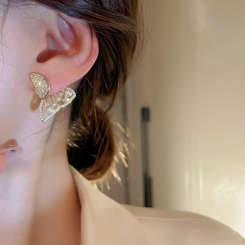 BowLift | Shiny Zircon Korean Style Butterfly Chic Earrings