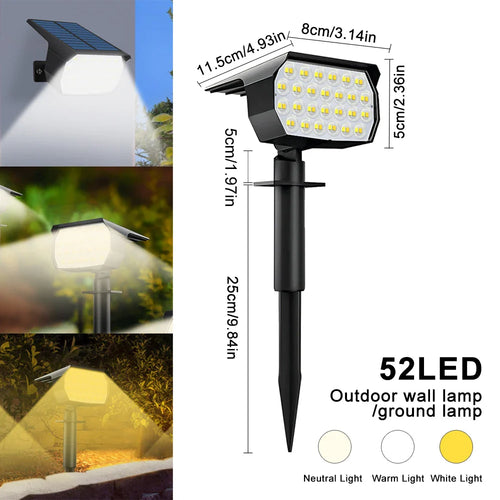 BowLift | Solar-Spotlight LumiYard 92LED | 2-colored garden lighting (Warm-/Cool white) | IP65 waterproof & automatic dusk sensor
