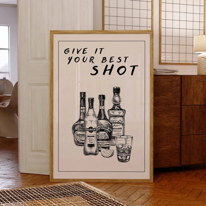 Give It Your Best Shot" Wall Art – Bold & Playful Bar Decor | Bowlift