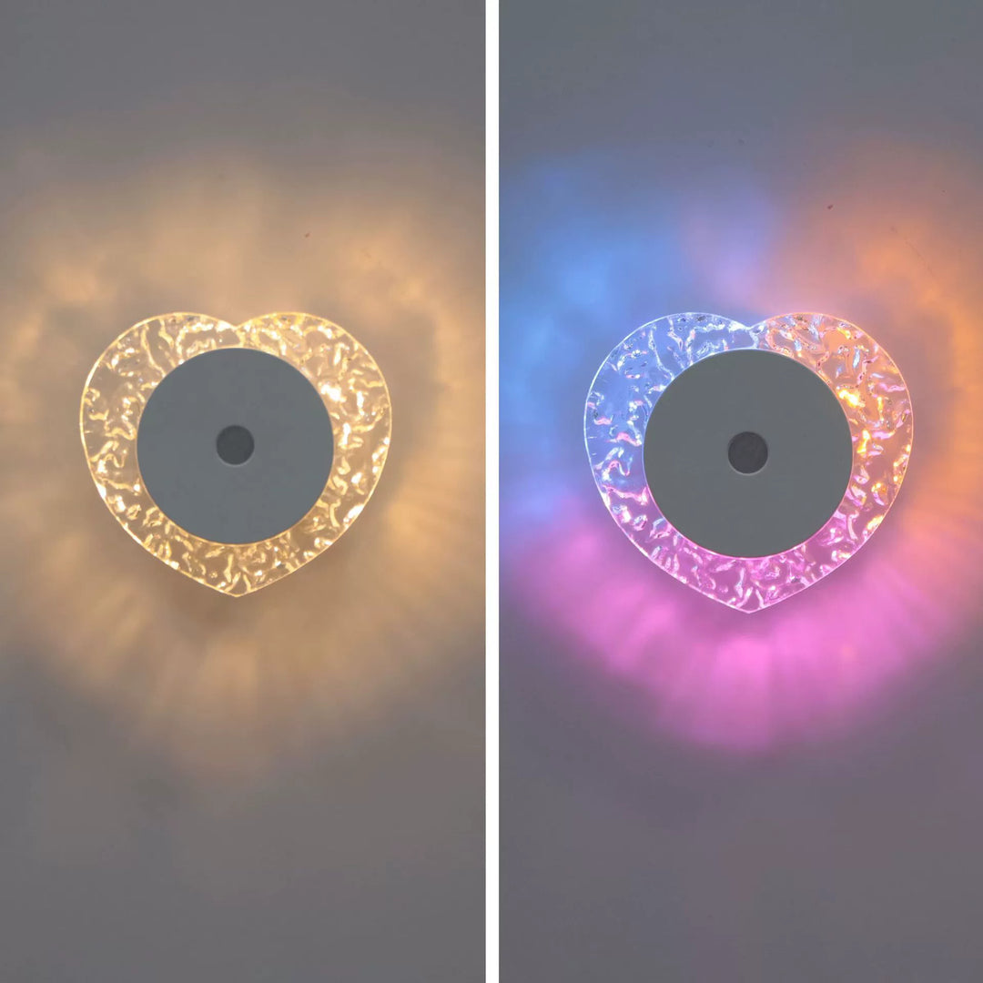 Frosted Crystal Heart-Shaped Wall Lamp