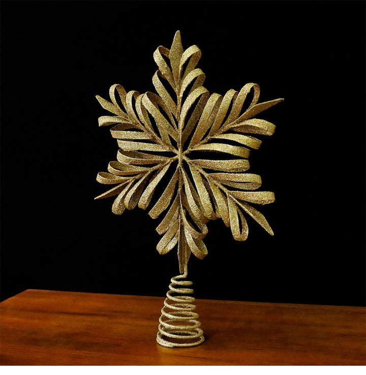 Iron Art Hollow Snowflake Christmas Tree Topper Star Ornament