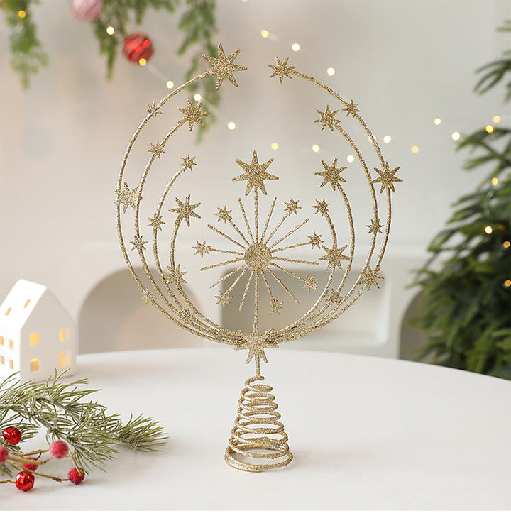 Iron Art Hollow Snowflake Christmas Tree Topper Star Ornament