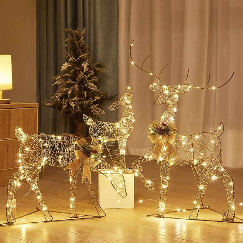 Christmas Glowing Iron Art Deer Sleigh Ornament