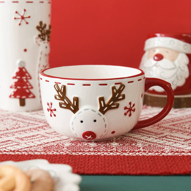Large Relief Underglaze Santa Ceramic Mug