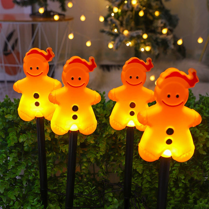Outdoor Solar Gingerbread Man Garden Stake