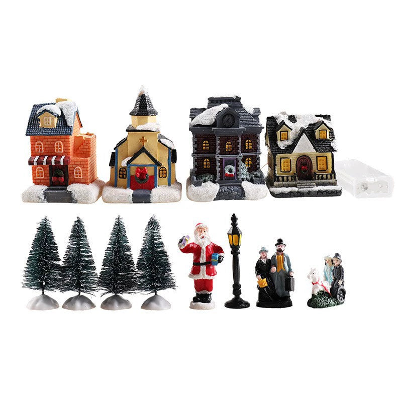 Miniature Luminous Resin Christmas House Set