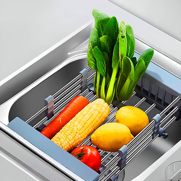 Adjustable Sink Draining Rack for Dishes and Produce