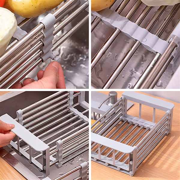 Adjustable Sink Draining Rack for Dishes and Produce