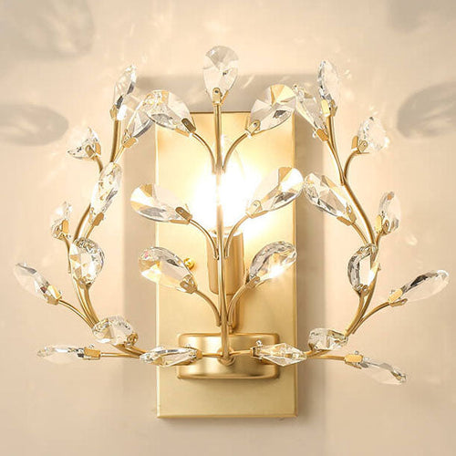 BowLift | Luminis Wall Light | Luxury Crystal Design | Leaf Motif | 1-Bulb & Modern