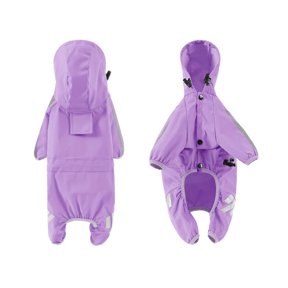 BowLift | Stylish waterproof adjustable reflective stripe dog rain jacket with hood