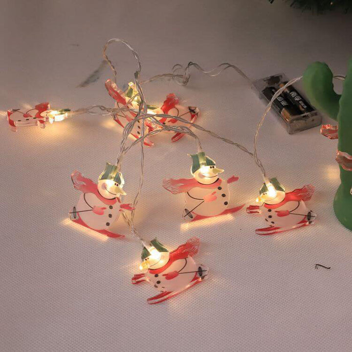 Battery-Powered Christmas LED String Lights with Snowman Designs and Multiple Lengths