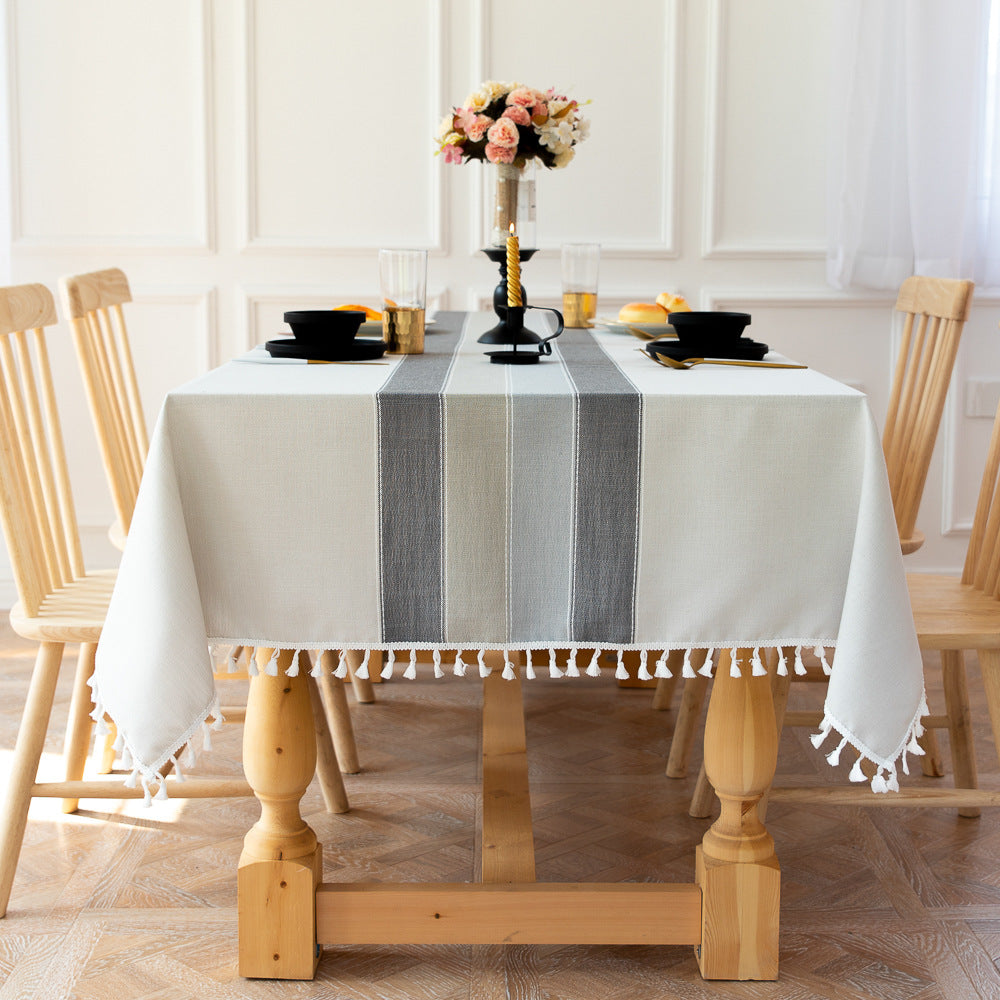 BowLift | Waterproof Oil-resistant Rectangular Tablecloth Cotton Linen Wrinkle-resistant Tablecloth for Kitchen Dining Room Buffet Party