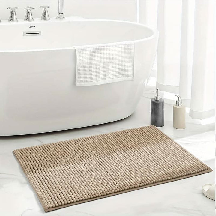 BowLift | Chenille Bath Mat with Non-Slip Backing
