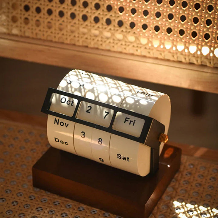 BowLift | Mid-Century Rotating Wooden Perpetual Desk Calendar