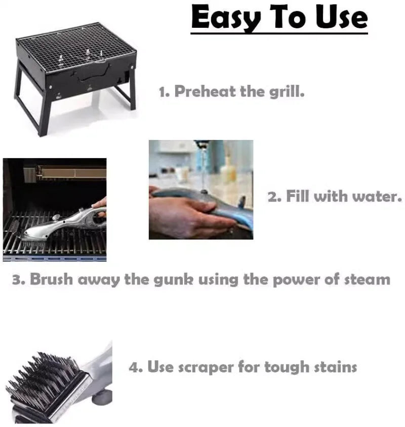 BowLift | GrillMaster BBQ Cleaning Brush | Effective Steam Cleaning | With Scraper & Rust Protection