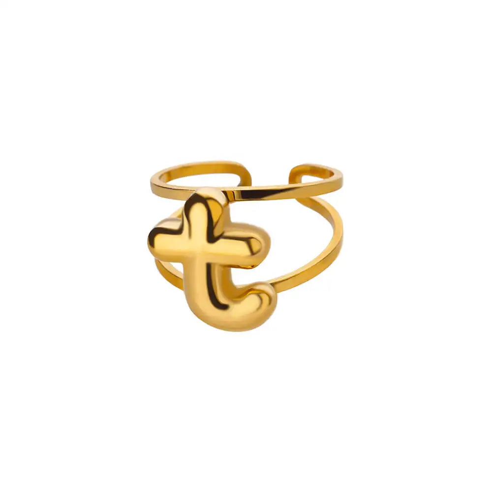 BowLift | Adjustable Open Band Bubble Letter Initial Ring