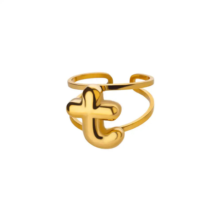 BowLift | Adjustable Open Band Bubble Letter Initial Ring