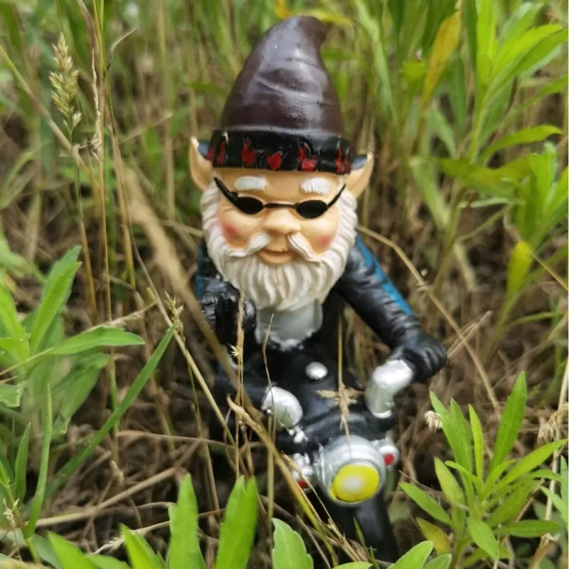 BowLift | Gnome on Motorcycle Resin Figure for Garden