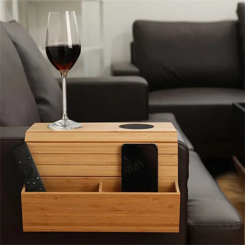 Minimalist Bamboo Sofa Armrest Organizer | Bowlift