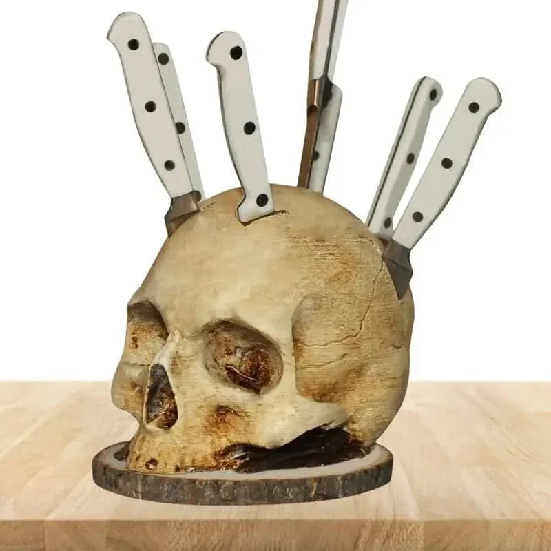 BowLift | Gothic Skull Knife Holder Kitchen Decor Rack